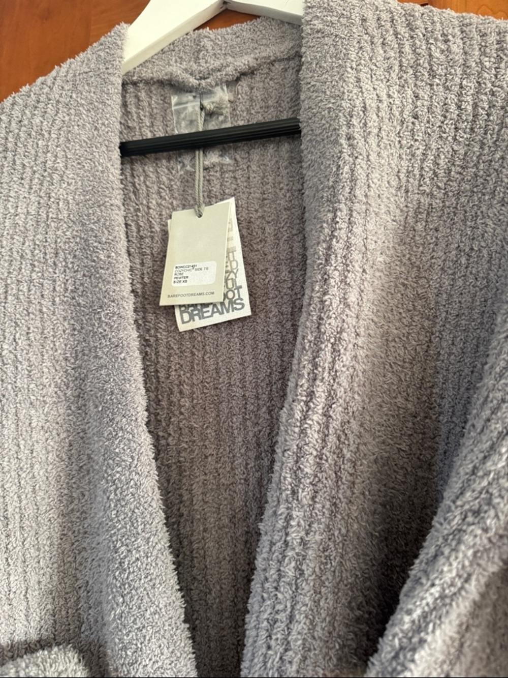 Barefoot Dreams CozyChic Side Tie Robe Pewter XS NWT - Picture 5 of 6